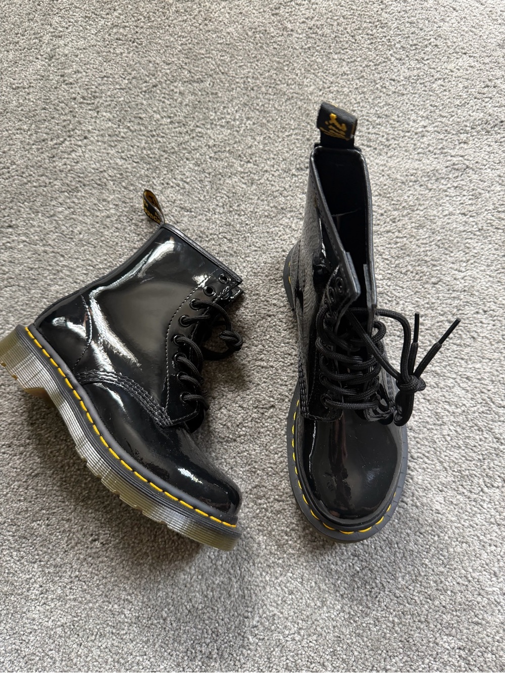 Dr. Martens Black Patent Leather Lace-Up Boots - Women's Size US 5 Model 11821
